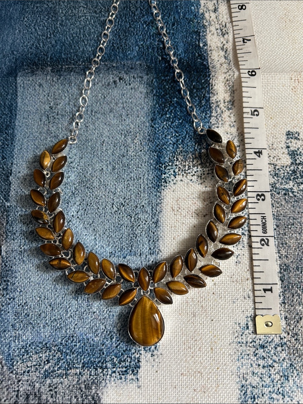 Sterling Silver Tigers Eye Gemstone Necklace - Picture 5 of 10
